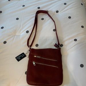Maroon over the shoulder bag/purse